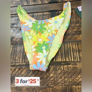 Bright floral high cheeky  bikini bottom